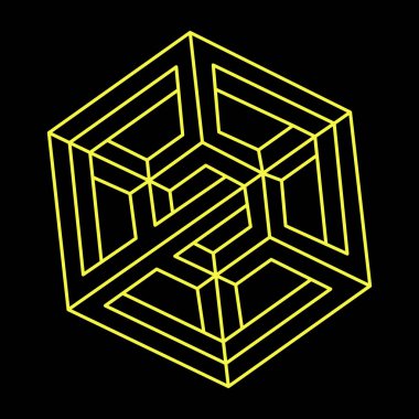 İmkânsız şekiller logo tasarımı, optik illüzyon objesi. Optik sanat figürü. 