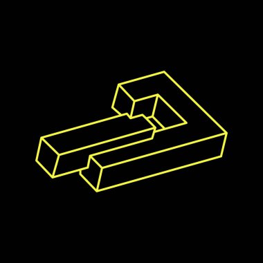 İmkânsız optik illüzyon şekilleri. Optik sanat objesi. İmkansız rakamlar. Çizgi çalışması. Gerçek dışı geometri. 