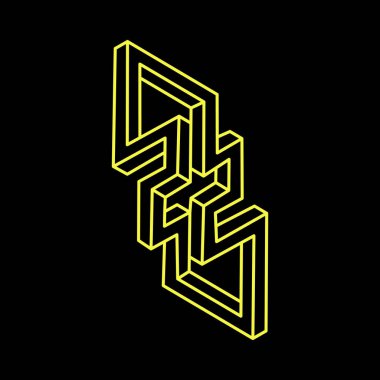 İmkânsız optik illüzyon şekli. Optik sanat objesi. İmkansız rakamlar. Kutsal geometri. 