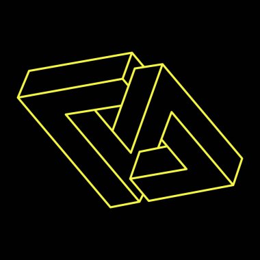 İmkânsız optik illüzyon şekli. Optik sanat objesi. İmkansız bir rakam. Kutsal geometri. 