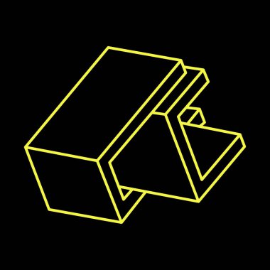 İmkânsız şekiller logo tasarımı, optik illüzyon objesi. Optik sanat figürü. Çizgi çalışması. Geometri. 