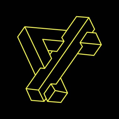 İmkânsız şekiller logo tasarımı, optik illüzyon objesi. Optik sanat figürü. Geometri. 