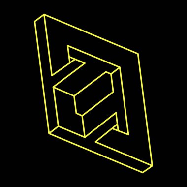 İmkânsız şekilli logo tasarımı, optik illüzyon objesi. Optik sanat. Kutsal geometri figürü. Satır sanatı. 
