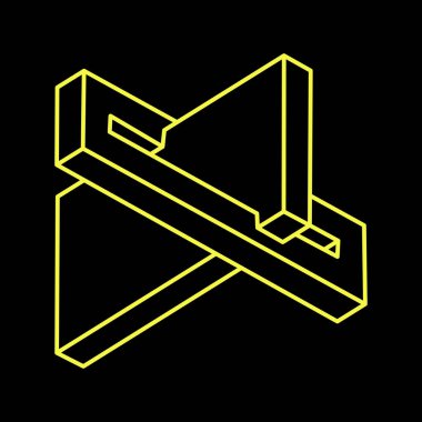 İmkânsız optik illüzyon şekilleri. Optik sanat objesi. İmkansız rakamlar. Gerçekdışı geometrik nesneler. Satır sanatı. 