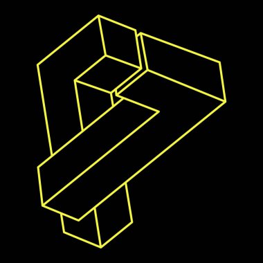 İmkansız nesneler. Çizgi geometrik şekli. Optik illüzyon figürü. Gerçek dışı geometri. Optik sanat. 