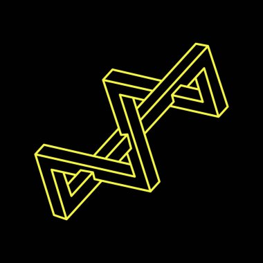 İmkansız şekil, optik illüzyon, vektör. Optik sanat objesi. Geometrik şekil. Escher paradoksu. 