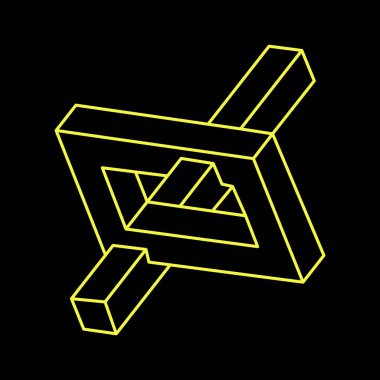 İmkansız optik illüzyon şekli, vektör. Optik sanat objesi. Geometrik şekil. 