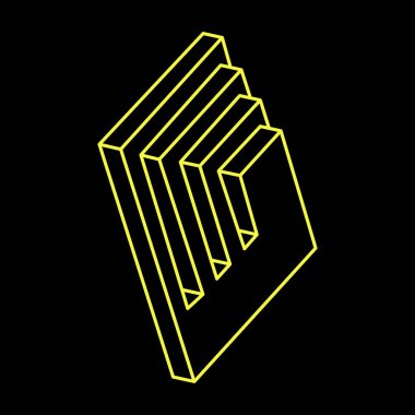 Optik illüzyon şekli. İmkansız bir nesne. Optik sanat figürü. Satır sanatı. 