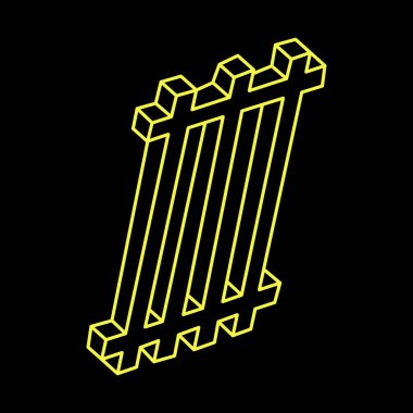 İmkansız bir nesne. Optik illüzyon şekli. 3 boyutlu illüstrasyon. Geometrik şekiller. Optik sanat. 