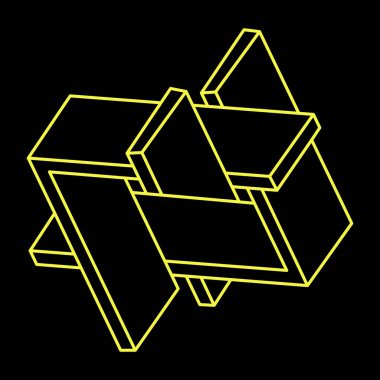 İmkânsız optik illüzyon şekli. Optik sanat objesi. İmkansız bir rakam. Geometri. Satır sanatı. 