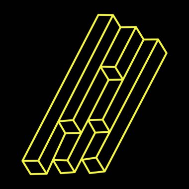 İmkansız bir nesne. Optik illüzyon figürü. 3 boyutlu illüstrasyon. Gerçek dışı geometrik şekil.