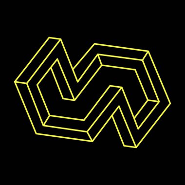 İmkânsız optik illüzyon şekli. Optik sanat objesi. İmkansız rakamlar. Kutsal geometri. 