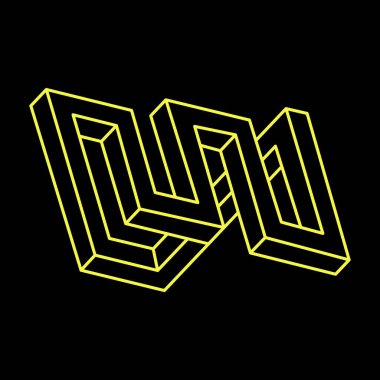 İmkânsız optik illüzyon şekli. Optik sanat objesi. İmkansız bir rakam. Geometri. Satır sanatı. 