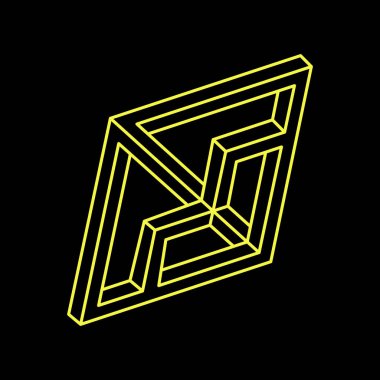 İmkânsız optik illüzyon şekli. Optik sanat objesi. İmkansız rakamlar. Kutsal geometri. Satır sanatı. 