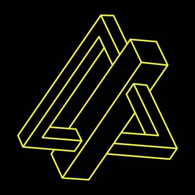 İmkânsız şekilli logo tasarımı, optik illüzyon objesi. Optik sanat. Kutsal geometri figürü. Escher tarzı. 