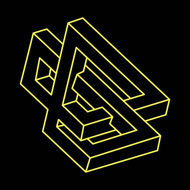 İmkânsız optik illüzyon şekli. Optik sanat objesi. İmkansız rakamlar. Kutsal geometri. Escher paradoksu. 