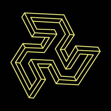 İmkânsız optik illüzyon şekli. Optik sanat objesi. Kutsal geometri. İmkansız rakamlar. Satır sanatı. 