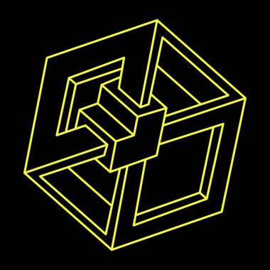 İmkansız şekiller. Web tasarım elemanı. Optik yanılsama objeleri. Çizgi tasarımı. Geometrik şekiller. 