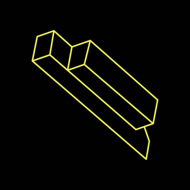 Escher tarzı. İmkansız nesneler. Çizgi geometrik şekli. Optik illüzyon figürü. Optik sanat. 