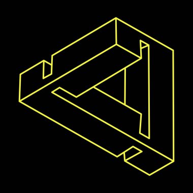 Escher paradoksu. İmkansız şekil, optik illüzyon, vektör. Optik sanat objesi. Geometrik şekil. 