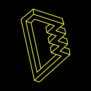 Escher tarzı. İmkansız şekiller, optik yanılsama, vektör. Optik sanat objeleri. Geometrik şekiller. 