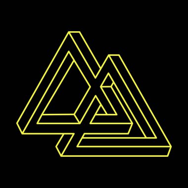 Escher paradoksu. İmkânsız şekilli logo tasarımı, optik illüzyon objesi. Optik sanat. Kutsal geometri figürü. 