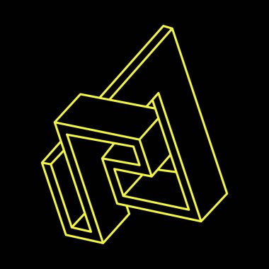 Escher paradoksu. İmkânsız optik illüzyon şekli. Optik sanat objesi. İmkansız rakamlar. Kutsal geometri. 