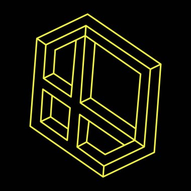 Escher paradoksu. İmkansız bir şekil. Web tasarım elemanı. Optik illüzyon objesi. Satır tasarımı.