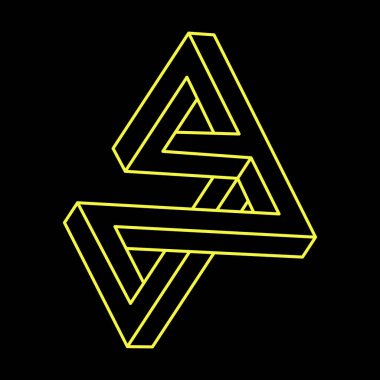 İmkansız nesneler. Çizgi geometrik şekiller. Optik illüzyon figürleri. Optik sanat. 