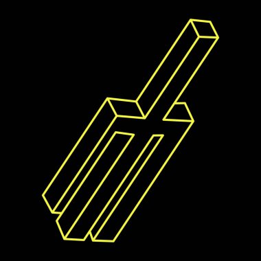 İmkansız şekiller. Optik yanılsama. Doğrusal sonsuz nesneler. Soyut sonsuz geometrik şekiller. İmkânsız geometri tabelaları, siyah arkaplan. Optik sanat. 