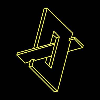 İmkansız şekiller, optik yanılsama, vektör. Optik sanat objeleri. Geometrik şekiller. Escher paradoksu. 