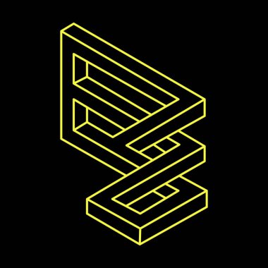 İmkânsız optik illüzyon şekli. Optik sanat objesi. İmkansız rakamlar. Çizgi çalışması. Geometri.