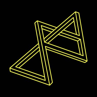 İmkansız şekiller. Kutsal geometri figürleri. Optik yanılsama. Soyut sonsuz geometrik nesneler. İmkansız sonsuz özet. Optik sanat. Satır sanatı. 