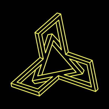 İmkansız nesneler. Çizgi geometrik şekli. Optik illüzyon figürü. Optik sanat. 