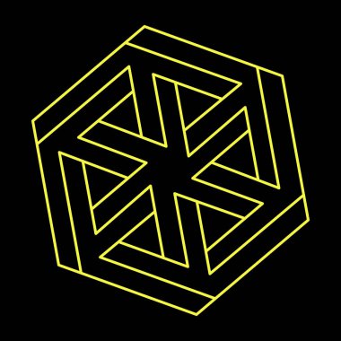 İmkânsız şekiller logo tasarımı, optik illüzyon objesi. Optik sanat figürü. Geometri. Escher tarzı. 