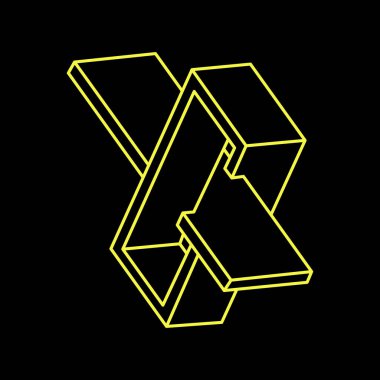 İmkânsız optik illüzyon şekilleri. Optik sanat objeleri. İmkansız rakamlar. Çizgi çalışması. Escher paradoksu. 