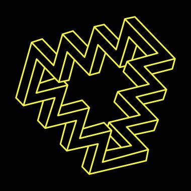 İmkânsız şekiller logo tasarımı, optik illüzyon nesneleri. Optik sanat figürleri. Escher tarzı. 