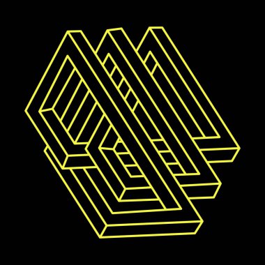 Escher tarzı. İmkansız şekiller. Web tasarım elemanları. Optik yanılsama objeleri. Çizgi tasarımı. Optik sanat. 