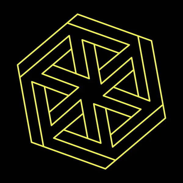 İmkânsız şekiller logo tasarımı, optik illüzyon objesi. Optik sanat figürü. Geometri. Escher tarzı. 