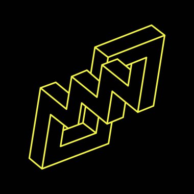 İmkânsız optik illüzyon şekilleri. Optik sanat objesi. İmkansız bir rakam. Geometri. Escher tarzı. 