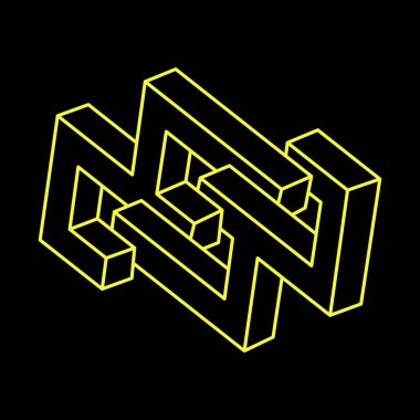 İmkânsız şekiller logo tasarımı, optik illüzyon nesneleri. Optik sanat. Kutsal geometri figürleri. Escher paradoksu. 