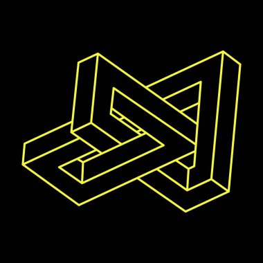 İmkânsız optik illüzyon şekilleri. Optik sanat objesi. İmkansız rakamlar. Escher tarzı. Satır sanatı. 