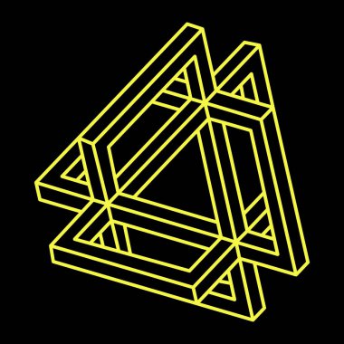 Geometri. İmkânsız optik illüzyon şekilleri. Optik sanat objesi. İmkansız rakamlar. Satır sanatı. 