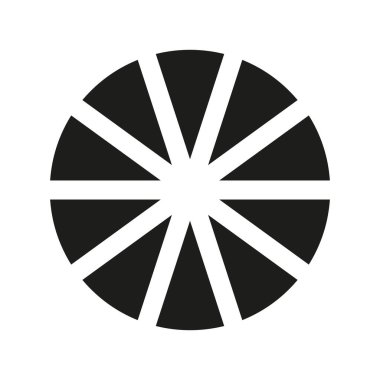 Pie, pizza şeması şablonu. Birçok sektör çemberi 10 eşit parçaya böler. Parçalı çizelgeler. Siyah grafikler. Bölümler bilgi simgesi. Diyagram çarkı on parça.