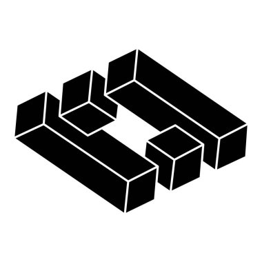 Gerçek dışı geometrik figür. İmkansız bir şekil. Optik illüzyon objesi. Optik sanat. 