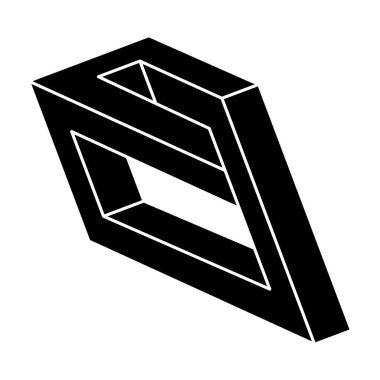 İmkansız bir şekil. Beyaz bir arka planda izole edilmiş. Vektör çizimi. Optik illüzyon objesi. Geometrik şekil. Optik sanat. 