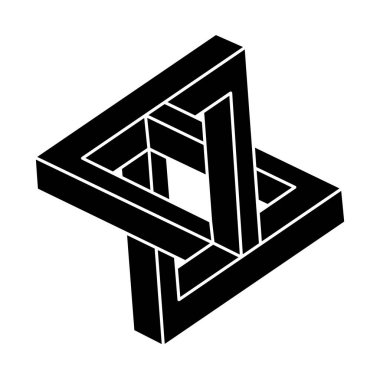 İmkânsız optik illüzyon şekli. Optik sanat objesi. Geometri. İmkansız figür. 