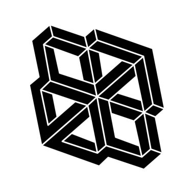 Optik illüzyon şekli. İmkansız bir nesne. Optik sanat figürü. Gerçek dışı geometri. 