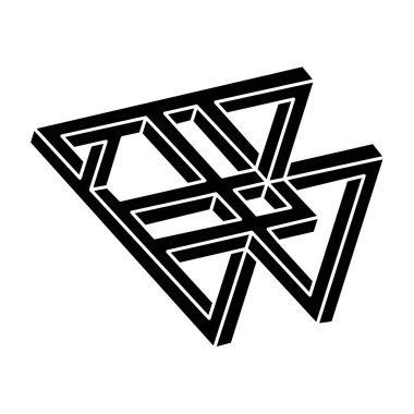 İmkansız bir şekil. Kutsal geometri figürü. Optik yanılsama. Soyut sonsuz geometrik nesne. Optik sanat. 