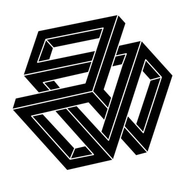 İmkansız bir nesne. Optik sanat. Gerçek dışı geometrik şekil. Optik yanılsama figürü. 